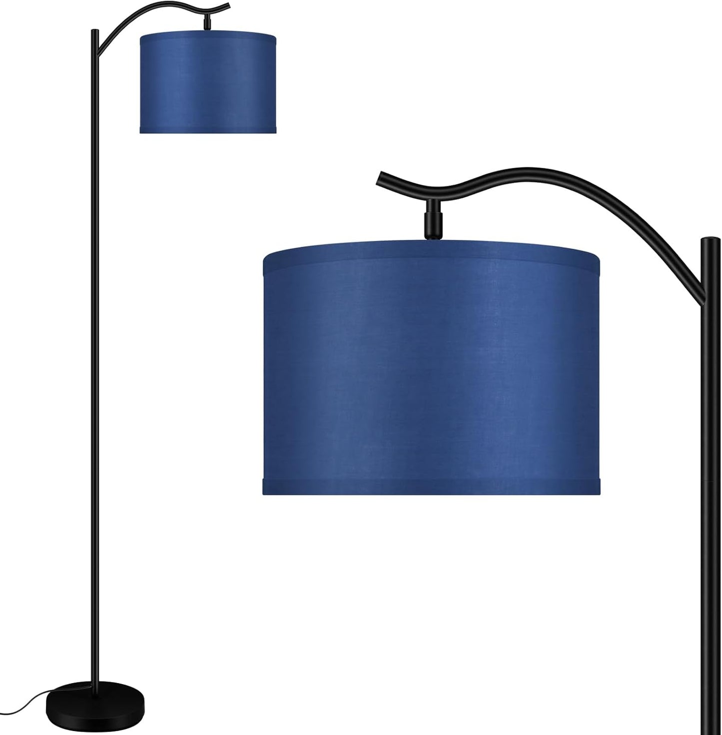 Modern LED Floor Lamp with Bohemian Linen Shade – Arched Tall Standing Light for Living Room & Bedroom
