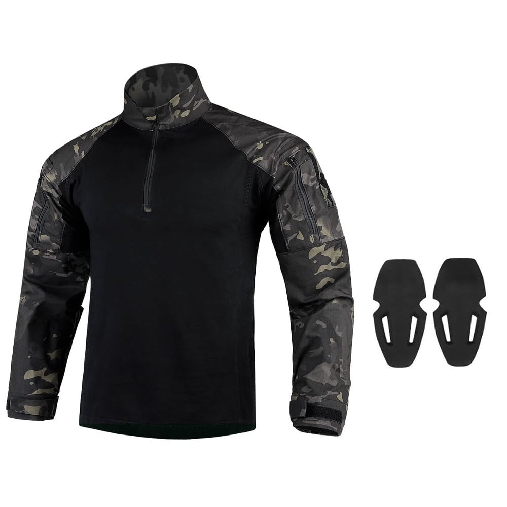 KRYDEX Tactical K4 Combat Shirt Ripstop Rapid Assault Long Sleeve Shirt with Elbow Pads (US, Alpha, Medium, Regular, Regular, MK)