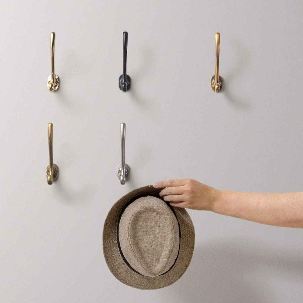 Goo-Ki Vintage Retro Antique Brass Zinc Alloy Coat Hooks - Affordable Luxury Coat Hoooks Hardware for Bedroom, Kitchen, 12 Pack