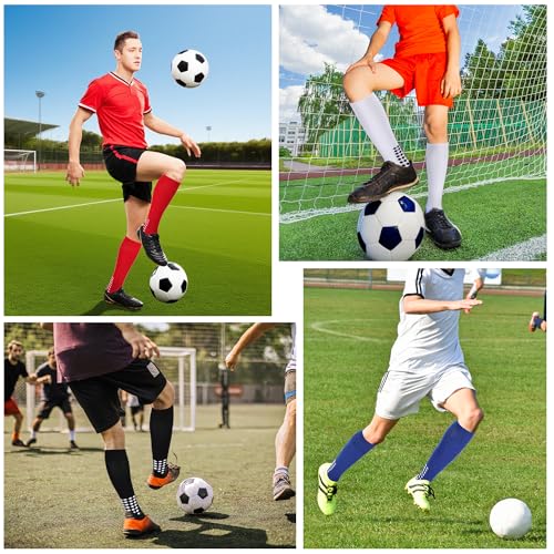Ultrafun 2 Pairs Black and White Grip Soccer Socks for Men Women - Knee High, Non-Slip, Breathable, Moisture-Wicking Athletic Footwear