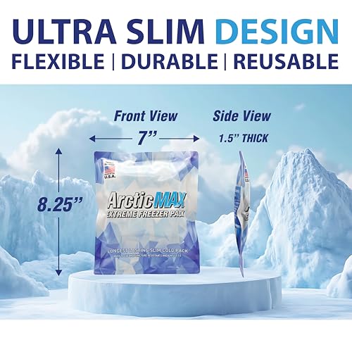 ARCTICMAX Small Long-Lasting Slim Cooler Ice Pack - Reusable & Puncture-Resistant