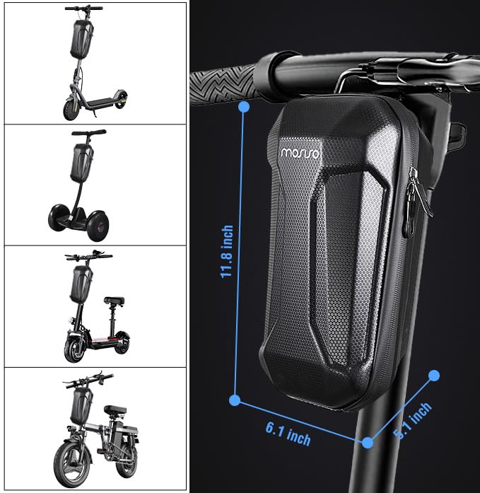 MOSISO Electric Scooter Bag, Waterproof EVA Scooter Storage Bags for Scooters, Bikes, 3L Large Capacity Front Hanging Handlebar Bag for Carrying Phone,Wallet,Keys,Charger Tools,Repair Tools, Black