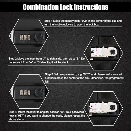 Portable Handgun Safe Lock Box with Mechanical Code Lock - 9.4" x 6.4" x 1.8"