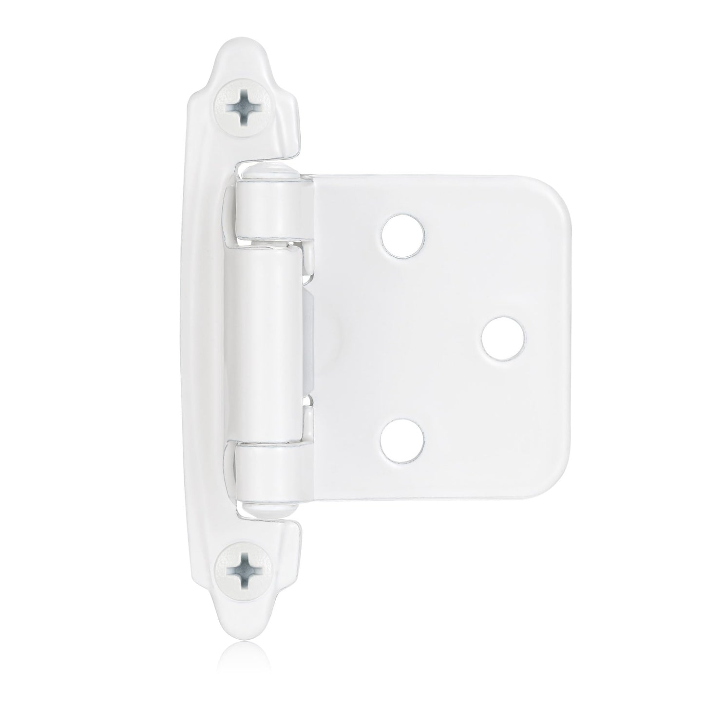 Vallecloud 4 Pack (2 Pair) White Self Closing Cabinet Hinges for Kitchen Cabinet Door, 1/2" Overlay (Variable) Semi Concealed Kitchen Cabinet Hinges