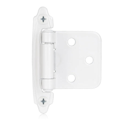 Vallecloud 4 Pack (2 Pair) White Self Closing Cabinet Hinges for Kitchen Cabinet Door, 1/2" Overlay (Variable) Semi Concealed Kitchen Cabinet Hinges