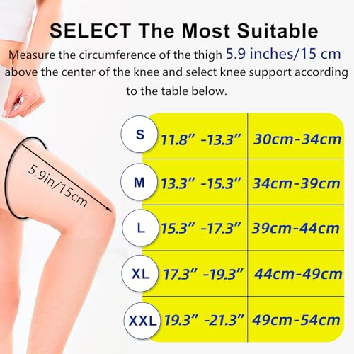Ruilaibao Black Large Full Leg Compression Sleeves Support for Knee, ACL, PCL, Meniscus, Arthritis, Tendinitis