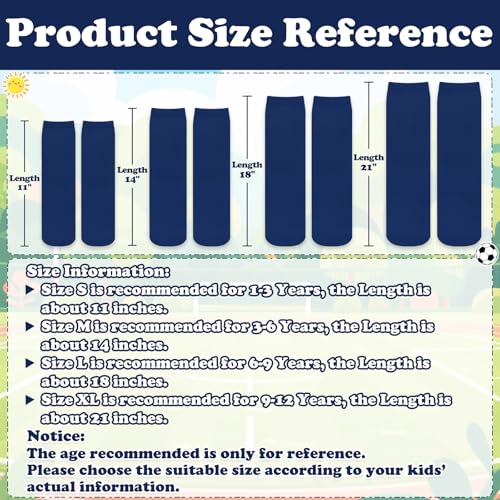 Kids Soccer Socks - Toddler Knee High Tube Socks, 2 Pack Navy (6-9 Years)