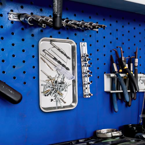 Okllen 6 Pcs Magnetic Parts Tray Set, Stainless Steel Heavy Duty 9.5"W x 5.5''L Square and 4 1/4" Round Extra Strong Magnetic Tool Trays Holder for Socket Screw Nuts Bolts Metal Parts