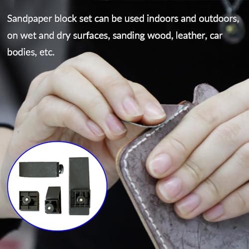 4 Pcs Plastic Sandpaper Block Hard, Black Hand Sander for Sanding Wood Leather