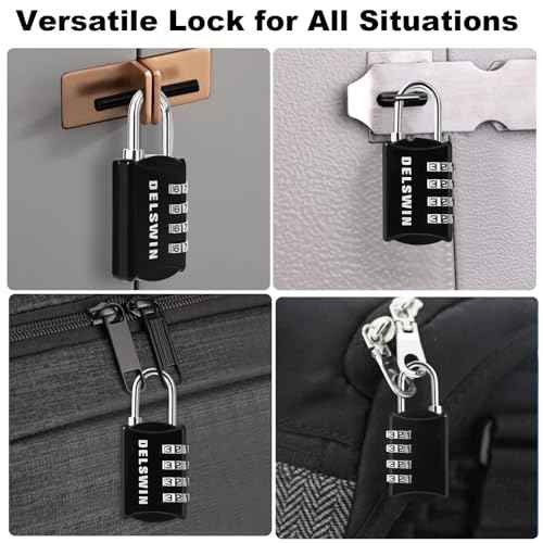 DELSWIN Combination-Padlock 4-Digit-Gym-Locker-Lock - 12 PCS Resettable Combo Lock for Toolbox School Employee Locker Weatherproof Travel Locks for Luggage Backpack Gate Shed