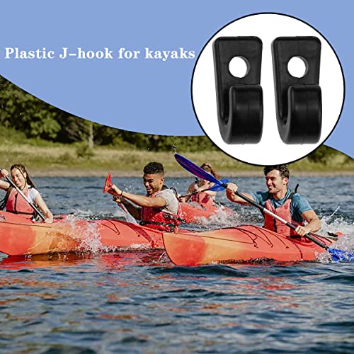 Kayak J-Shaped Hook - 12-Piece Black Nylon Tie Hook 26x11x16mm