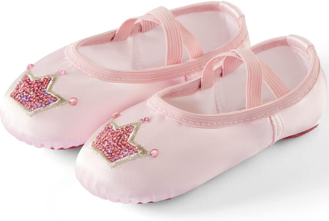 Triple Deer Ballet Shoes for Girls - Soft Leather Split Sole Dance Slippers | Toddler to Big Kid Sizes