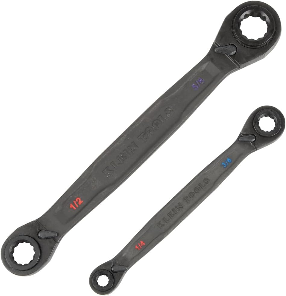 4-in-1 Reversible Ratcheting Box Wrench Set - Klein Tools, SAE, 2-Piece, 1/4 to 3/4-Inch