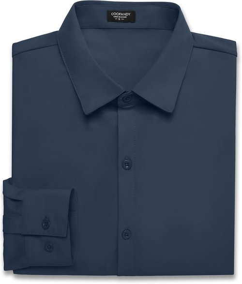 COOFANDY Men's Muscle Fit Dress Shirt - Wrinkle-Free Long Sleeve Casual Button Down | Stylish Fit