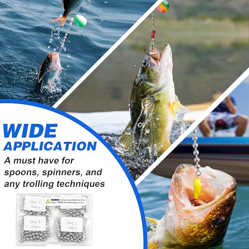 OREOTL 3/16'' (4.5mm) Stainless Steel Fishing Bead Chain Swivels 20/40pcs Trolling & Saltwater Tackle