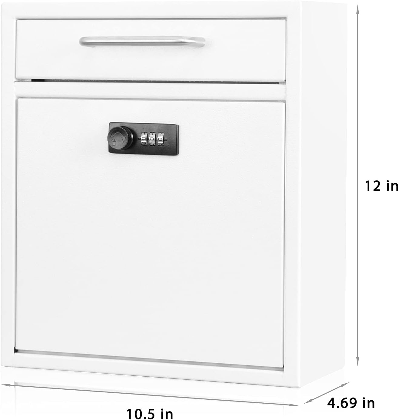 Secure Wall-Mount Mailbox with Lock | KYODOLED Large Steel Drop Box, Black, 16.2H x 11.22L x 4.72W