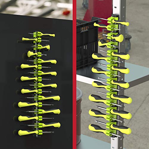Olsa Tools Magnetic Screwdriver Organizer | Professional Quality Tool Organizer | Fits up to 16 Screwdrivers | Black and Green