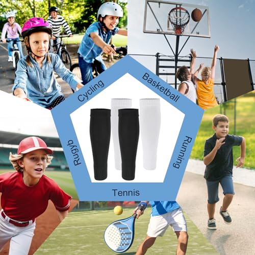 Kids Soccer Socks - Pre Cut Leg Sleeves for Shin Guards, 2 Pairs