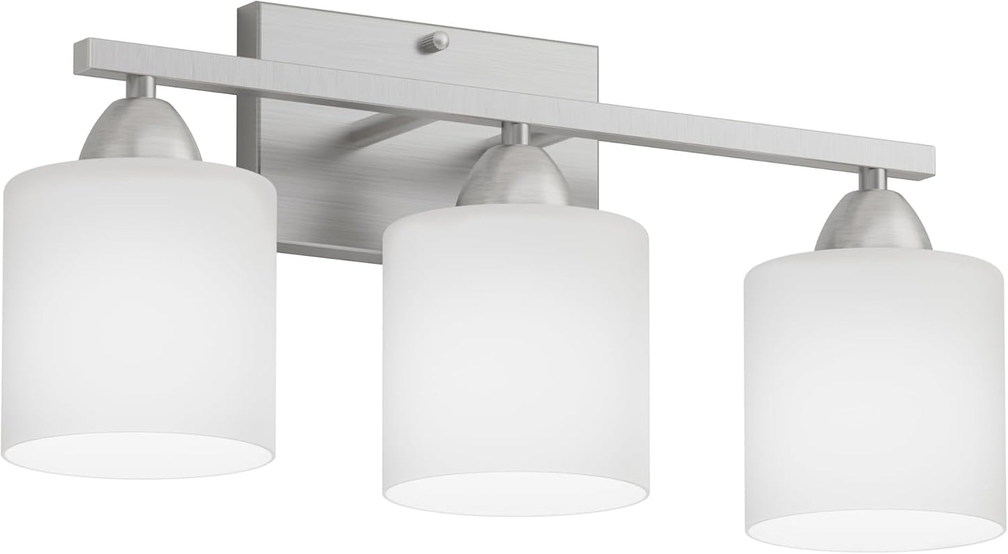 Modern 4-Light Bathroom Vanity Light Fixture - Anti-Rust Over Mirror Sconce with Milky White Glass Shades, E26 Base