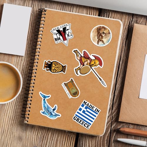 Greece Travel Stickers 50 Pieces Vinyl Waterproof Decal for Laptop Water Bottle Phone Car Window Bike Motorcycle Stakeboard Scrapbook Greek Civilization Sticker Gifts