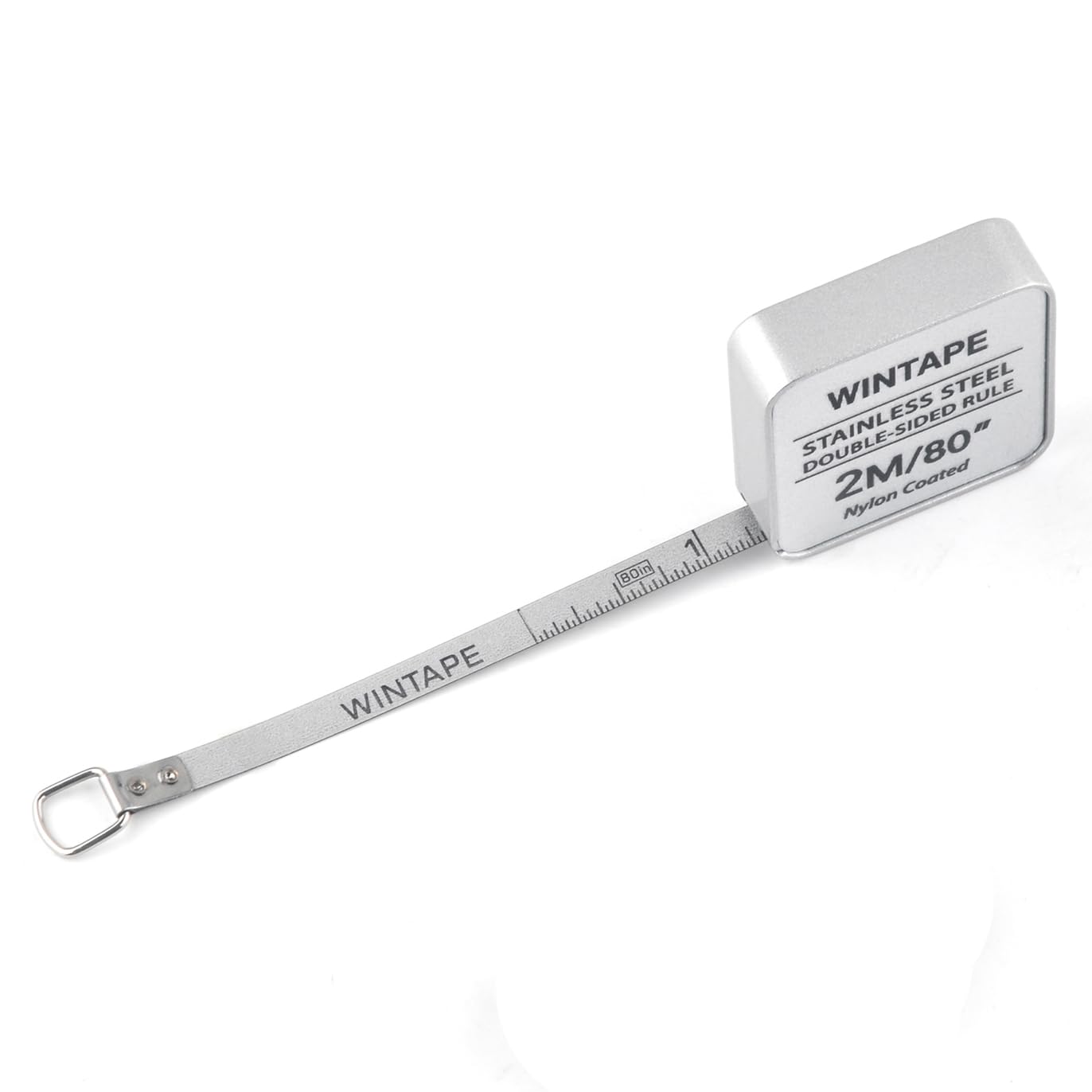 Mini Square Tape Measure, Small Retractable Nylon Coated Dual Sided 80 Inch / 2 M Measuring Tape, Silver Measure Tape