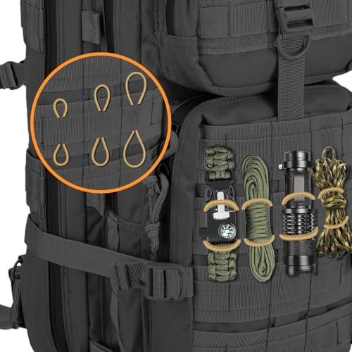 15PCS Molle Backpack Attachments - Khaki, 3 Sizes Elastic Webbing