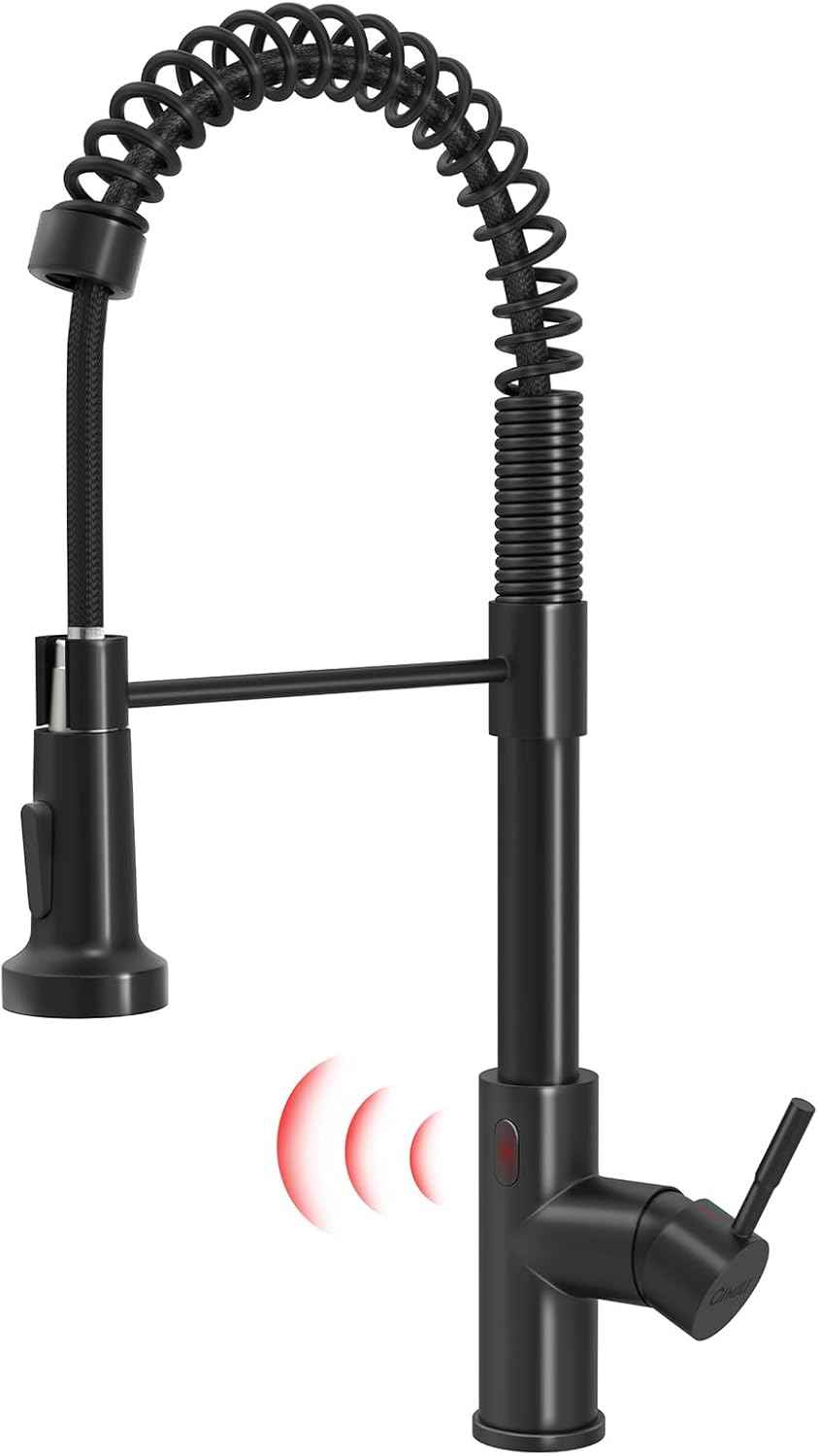 Matte Black Kitchen Faucet with Soap Dispenser - Commercial Single Handle Pull Down Sprayer