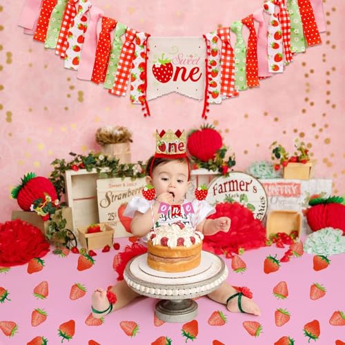 Strawberry Party Tablecloths - 2 Pack Disposable 54x108