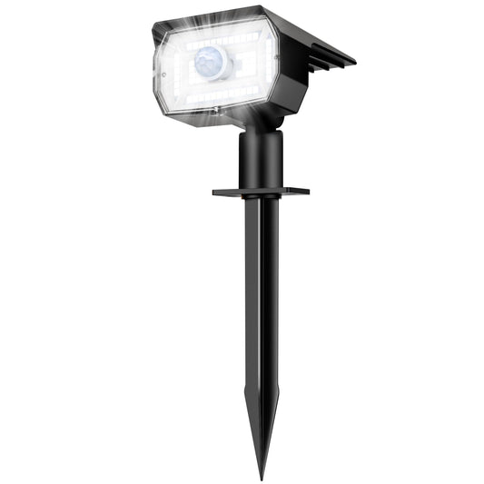 nipify 1 Pack Solar Lights Outdoor Waterproof, Motion Sensor Spot Lights 3 Modes Solar Powered Spotlights 2-in-1 Auto On/Off Landscape Lighting for Outside Yard Wall Garden, Cool White