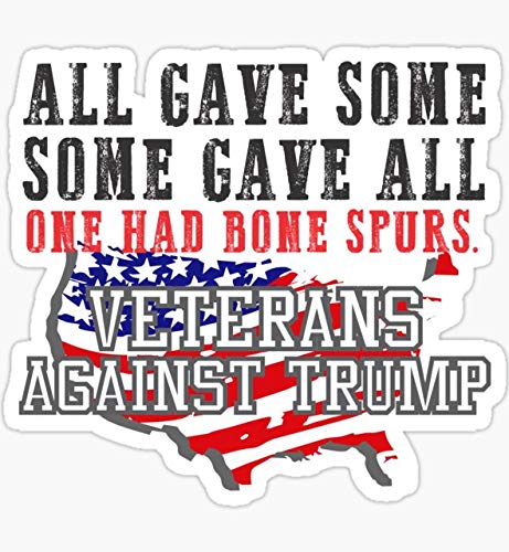 US Flag Anti-Trump Veteran Vinyl Decal - Weatherproof Car & Laptop Sticker