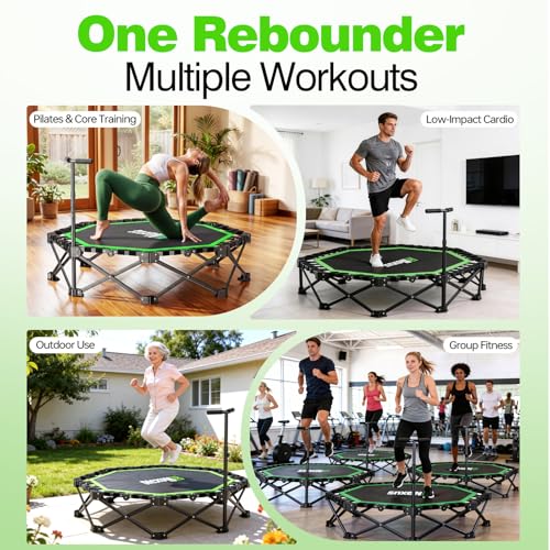 48" Foldable Mini Trampoline with Adjustable T-Bar - 550lb Capacity