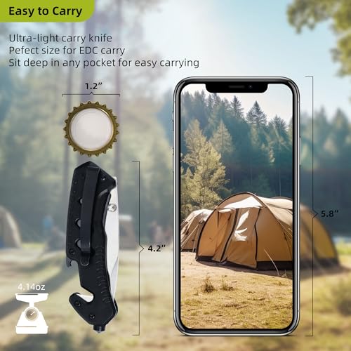 ALBATROSS Classic Multifunction Pocket Folding Knife with Bottle Opener¡¢Glass Hammer and Rope Cutter, Satin Coated Blade and Aluminum Handle£¬£¬Christmas Gift for Men Women,AS-23265 (Black)