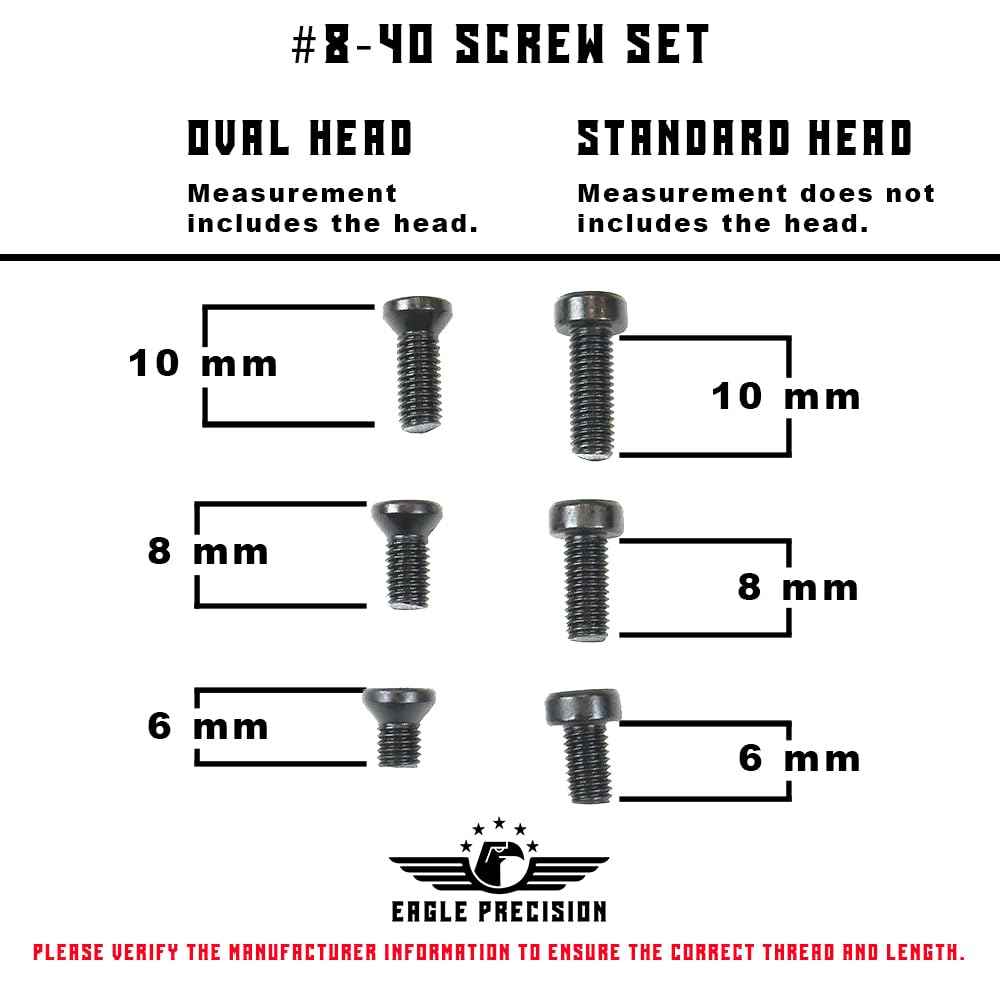 Eagle Precision #8-40 Screw Set | 36 Pcs of 8-40 Screws: 6mm, 8mm, 10mm for Precision Tools, Plates, and Mounts | Includes Oval & Standard Heads, Torx Key