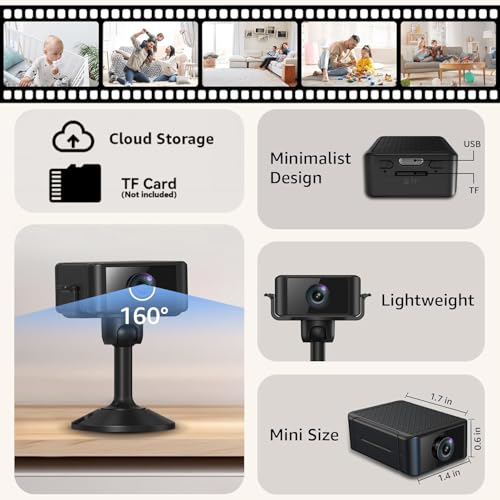 Spy Indoor Wireless Camera Mini Hidden WiFi Cameras Home Security Room Body Cam Nanny Smart Home Outdoor Cams Pet Dog Baby Camara 1296P House Portable Tiny Small Room Night Vision Door Cam