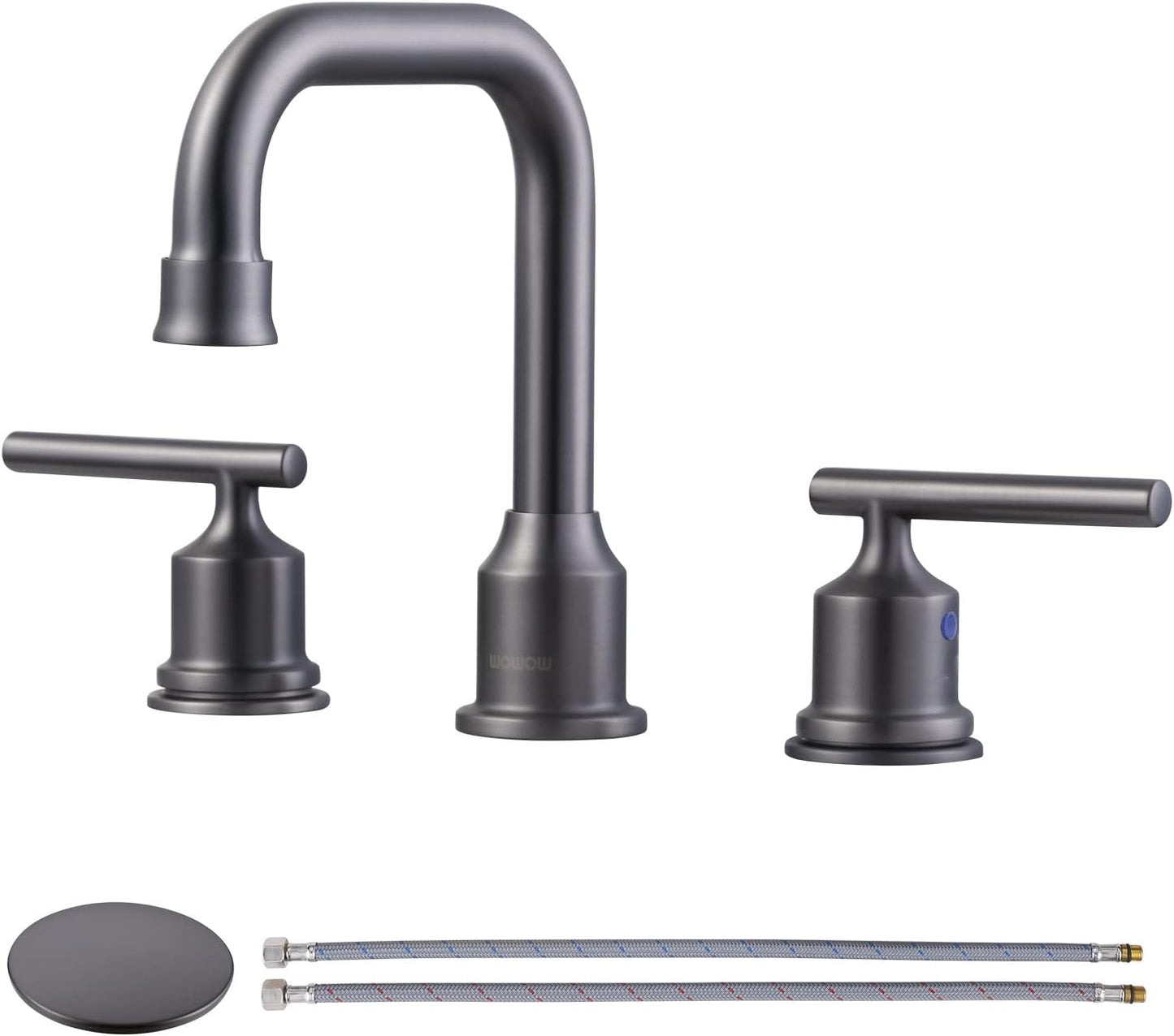 Brushed Nickel 8-Inch Widespread Bathroom Faucet with 360° Swivel Spout - Modern 2 Handle Lavatory Sink Fixture