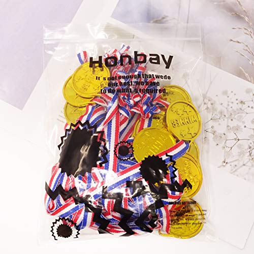 24PCS Gold Plastic Winner Award Medals for Parties & Sports