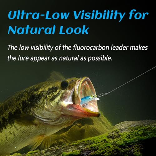 Fluorocarbon Fishing Leader with Snaps & Crane Swivel - 20LB, 8" (6 Pack)