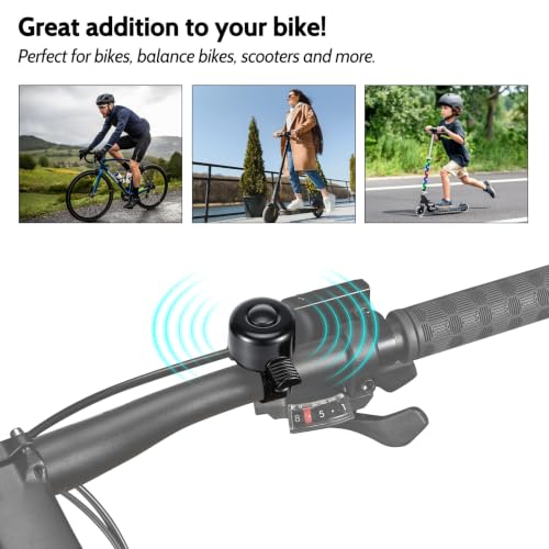 Bike Bell - Colorful Bicycle Bell for Adults & Kids - Black