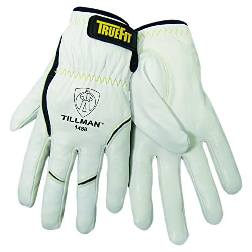 John Tillman and Co Large 11" Pearl and Black Top Grain Goatskin and Dupont Kevlar Unlined TrueFit TIG Welders Gloves with Short Cuff and Kevlar Thread Locking Stitch (Bulk)