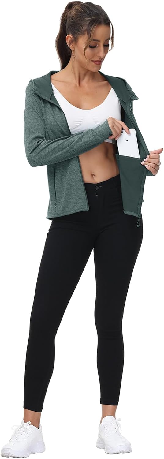 TBMPOY Women's Sun Protection Hoodie - UPF 50+ Lightweight Long Sleeve Zip Jacket for Hiking & Outdoors