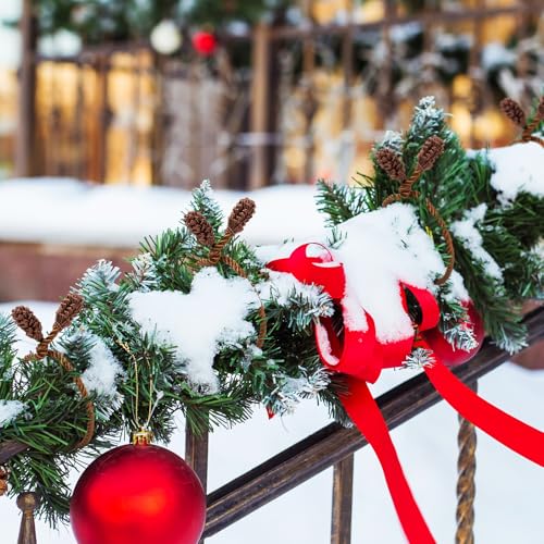 16pcs Brown Christmas Garland Twist Ties - Reusable and Flexible Banister Decoration Ties for Stair Railings, Wreaths, Stockings & Holiday Home Decoration