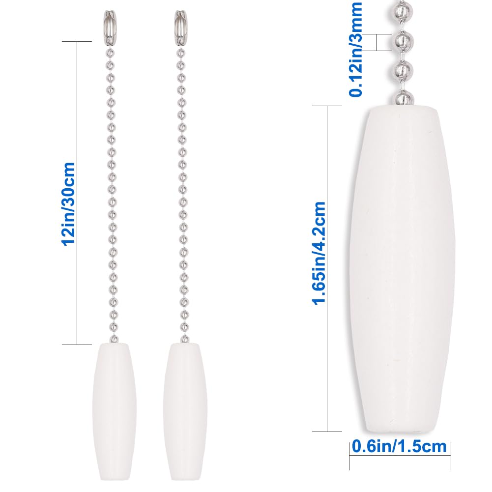 Aeknewo 10 Pack12-inch Ceiling Fan Pull Chain, 3mm Beaded Ball Chains Wooden Decorative Pendant Extension Chains for Ceiling Light Lamp Fan Chain