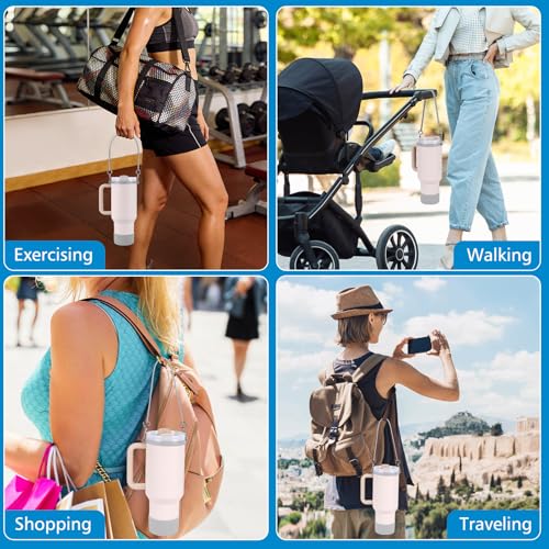 Silicone Water Bottle Sling with Strap - Gray Bottle Carrier