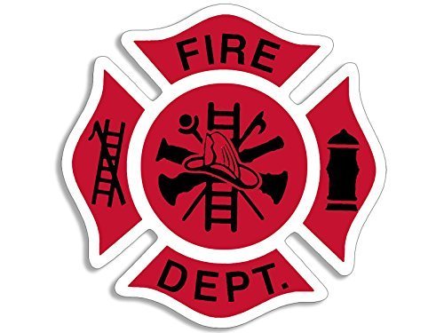 Fire Dept Maltese Cross Sticker Decal - Waterproof 4x4 Inch Vinyl