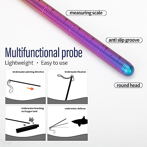 TiTo Titanium Diving Pointer Stick 14in/35cm with Measurement & Lanyard - Titanium Color