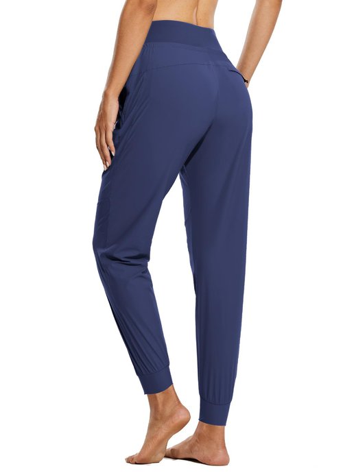 baleaf Women's Joggers 28'' Lightweight Hiking Pants High Waist 5 Zipper Pockets Quick Dry Travel Athletic UPF50+ Classic Navy M