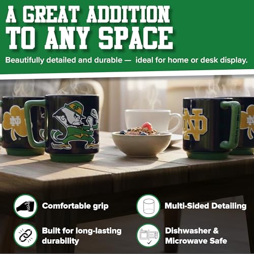 Notre Dame Fighting Irish 3D Sculpted Relief Mug - 16 oz NCAA Ceramic Coffee Cup