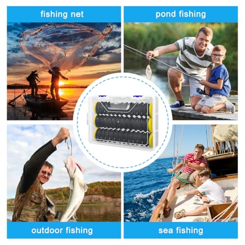 Loyanger Black 3-Piece Fishing Line Organizer Set with EVA Foam & Tackle Box