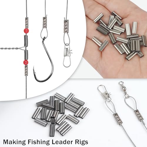 100pcs Double Barrel Fishing Crimp Sleeves - Inner Dia 1.0mm