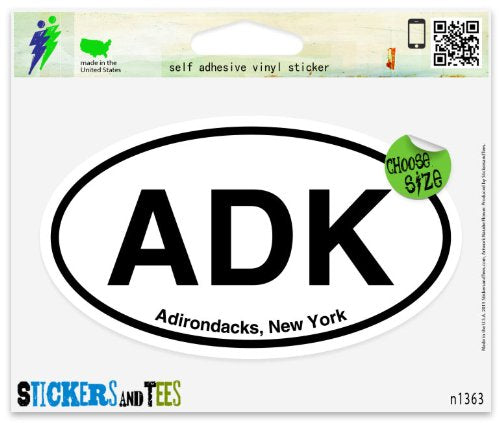 Adirondacks NY Oval Vinyl Car Sticker - 5" x 3"